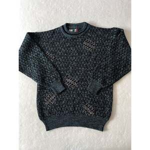 Colori Sweater Mens Large Blue Geometric Knit Crewneck Pullover Italy Winter